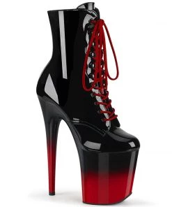 Pleaser Shoes By Pleaser USA Booties And Ankle High Boots FLAMINGO-1020BR-H Black Red Fade Platform Pleaser Exotic Dancer Boot