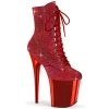 FLAMINGO-1020CHRS Pleaser Shoes Red Rhinestone 8 Inch Heel Boot Booties And Ankle High Boots
