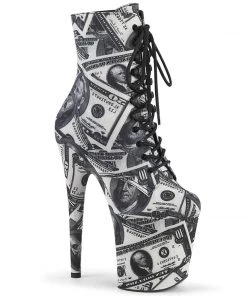 Pleaser Shoes By Pleaser USA FLAMINGO-1020DP Pleaser Shoes Money Print Exotic Dancer Boots