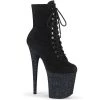 Pleaser Shoes By Pleaser USA FLAMINGO-1020FSMG Black Faux Suede Pleaser Exotic Dancer Boot Booties And Ankle High Boots