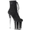 Pleaser Shoes By Pleaser USA FLAMINGO-1020G Black Glitter Exotic Dancer Platform Boot