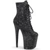 Pleaser Shoes By Pleaser USA FLAMINGO-1020GWR Pleaser Shoes Black Glitter Platform Exotic Dancer Boots