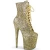 Pleaser Shoes By Pleaser USA Booties And Ankle High Boots FLAMINGO-1020GWR Pleaser Shoes Glittery Golden Exotic Dancer Boot