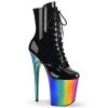 Pleaser Shoes By Pleaser USA FLAMINGO-1020RC Pleaser Shoes Rainbow Chrome Exotic Dancer Bootie Booties And Ankle High Boots