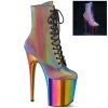 Pleaser Shoes By Pleaser USA FLAMINGO-1020RC-REFL Pleaser Shoes Rainbow Reflective Stripper Boot
