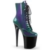 Pleaser Shoes By Pleaser USA Booties And Ankle High Boots FLAMINGO-1020SHG Purple Green Platform Ankle High Stripper Shoe