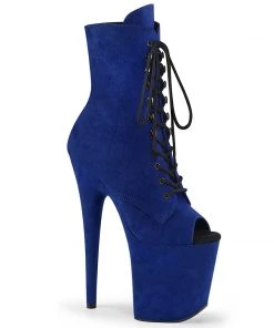 Pleaser Shoes By Pleaser USA FLAMINGO-1021FS Royal Blue Faux Suede Platform Stripper Boot Booties And Ankle High Boots
