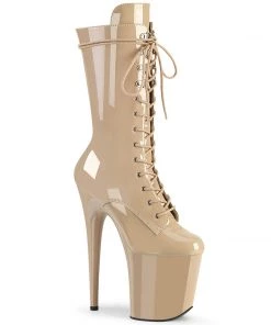 Pleaser Shoes By Pleaser USA Knee High And Mid Calf Boots FLAMINGO-1050 Pleaser Shoes Beige Mid Calf Stripper Boot