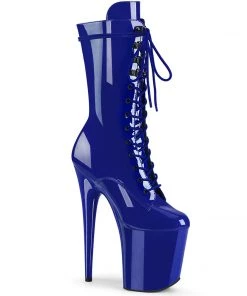 Pleaser Shoes By Pleaser USA FLAMINGO-1050 Pleaser Shoes Royal Blue Exotic Dancer Boot Knee High And Mid Calf Boots