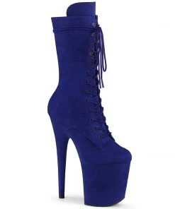 Pleaser Shoes By Pleaser USA Knee High And Mid Calf Boots FLAMINGO-1050FS Royal Blue Mid Calf Platform Exotic Dancing Boot