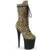 Pleaser Shoes By Pleaser USA FLAMINGO-1050LP Pleaser Shoes Leopard Mid Calf Exotic Dancer Boot Knee High And Mid Calf Boots
