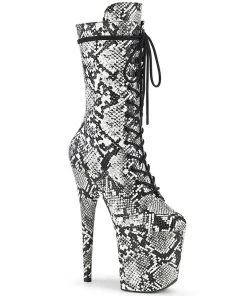 Pleaser Shoes By Pleaser USA FLAMINGO-1050SP Pleaser Shoes Snake Print 8 Inch Heel Exotic Dancer Boot Knee High And Mid Calf Boots