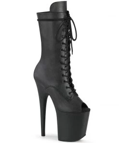 Pleaser Shoes By Pleaser USA FLAMINGO-1051LWR Pleaser Shoes Black Leather Stripper Boot