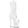 Pleaser Shoes By Pleaser USA Knee High And Mid Calf Boots FLAMINGO-1051 Pleaser Shoes White Patent Open Toe Platform Exotic Dancer Boot