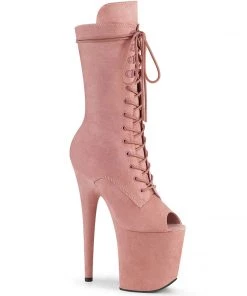 Pleaser Shoes By Pleaser USA FLAMINGO-1051FS Baby Pink Mid Calf Platform Exotic Dancer Boot Booties And Ankle High Boots