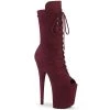 Pleaser Shoes By Pleaser USA FLAMINGO-1051FS Burgundy Faux Suede Exoitc Dancer Boots Booties And Ankle High Boots