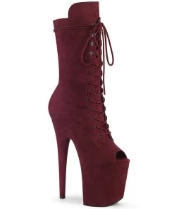 Pleaser Shoes By Pleaser USA FLAMINGO-1051FS Burgundy Faux Suede Exoitc Dancer Boots Booties And Ankle High Boots