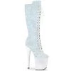 Pleaser Shoes By Pleaser USA Knee High And Mid Calf Boots FLAMINGO-2020MG Pleaser Shoes Glittery White Exotic Dancer Boots