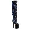 Pleaser Shoes By Pleaser USA FLAMINGO-3004 Pleaser Shoes Clearance Sale Blue Sequin Thigh High