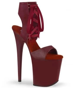 Pleaser Shoes By Pleaser USA FLAMINGO-800-14 Pleaser Shoes Burgundy Lace Up Stripper Shoe