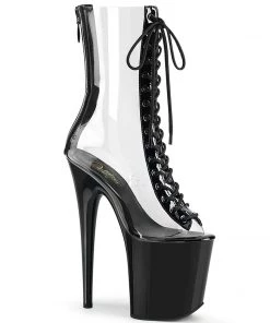 Pleaser Shoes By Pleaser USA FLAMINGO-800-34 Pleaser Shoes Clear Exotic Dancer Boots