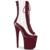 Pleaser Shoes By Pleaser USA Booties And Ankle High Boots FLAMINGO-800-34FS Pleaser Shoes Clearance Burgundy Trimmed Exotic Dancer Boot