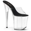 Pleaser Shoes By Pleaser USA FLAMINGO-801 Pleaser Shoes Clear Upper Black Platform Stripper Shoe