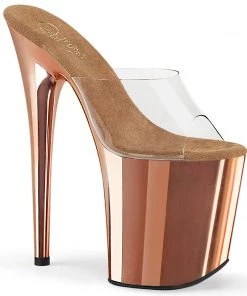Pleaser Shoes By Pleaser USA FLAMINGO-801 Pleaser Shoes Metallic Rose Gold Exotic Dancer Sandals
