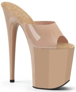 Pleaser Shoes By Pleaser USA 8 Inch Heels FLAMINGO-801N Pleaser Shoes Cream Platform Exotic Dancer Shoes