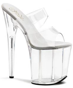 Pleaser Shoes By Pleaser USA FLAMINGO-802 Pleaser Shoes Clear Platform Stripper Sandal 8 Inch Heels