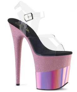 Pleaser Shoes By Pleaser USA FLAMINGO-808-2HGM Pleaser Shoes Baby Pink Platform Stripper Shoes 8 Inch Heels
