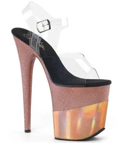 Pleaser Shoes By Pleaser USA FLAMINGO-808-2HGM Pleaser Shoes Rose Gold Exotic Dancer Shoe 8 Inch Heels
