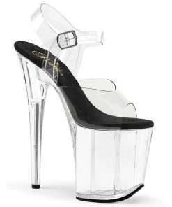 Pleaser Shoes By Pleaser USA FLAMINGO-808 Pleaser Shoes Clear Heel Exotic Dancer Shoes 8 Inch Heels