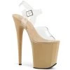 Pleaser Shoes By Pleaser USA 8 Inch Heels FLAMINGO-808 Pleaser Shoes Clear Upper Cream Platform Exotic Dancer Shoe