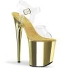 Pleaser Shoes By Pleaser USA FLAMINGO-808 Pleaser Shoes Gold Chrome Exotic Dancer Shoe 8 Inch Heels