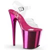Pleaser Shoes By Pleaser USA FLAMINGO-808 Pleaser Shoes Pink Chrome Exotic Dancer Shoes 8 Inch Heels