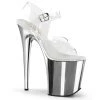 Pleaser Shoes By Pleaser USA FLAMINGO-808 Pleaser Shoes Silver Chrome Exotic Dancer Shoe