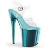 Pleaser Shoes By Pleaser USA 8 Inch Heels FLAMINGO-808 Pleaser Shoes Turquoise Chrome Exotic Dancer Sandal