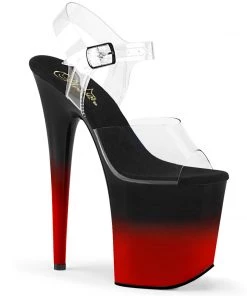 Pleaser Shoes By Pleaser USA 8 Inch Heels FLAMINGO-808BR-H Pleaser Shoes Black/Red Pole Dancing Shoe