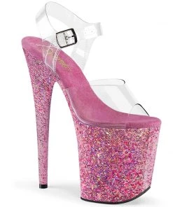 Pleaser Shoes By Pleaser USA 8 Inch Heels FLAMINGO-808CF Pleaser Shoes Pink Confetti Platform Exotic Dancer Shoes