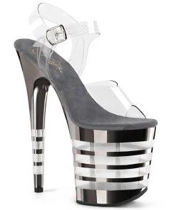 Pleaser Shoes By Pleaser USA FLAMINGO-808CHLN Pleaser Shoes Clearance Pewter Chrome Platform Exotic Dancer Shoes