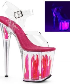 Pleaser Shoes By Pleaser USA FLAMINGO-808FLM Pleaser Shoes Blacklight Flame Stripper Shoe 8 Inch Heels