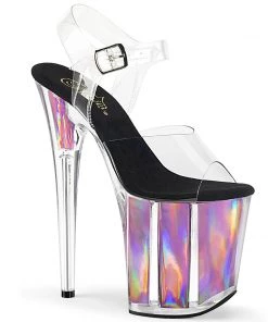 Pleaser Shoes By Pleaser USA FLAMINGO-808HGI Pleaser Shoe Pink Hologram Exotic Dancer Shoe