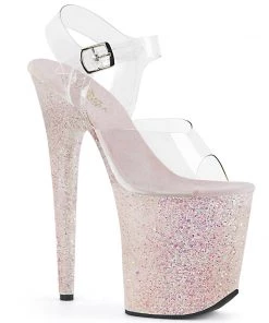 Pleaser Shoes By Pleaser USA FLAMINGO-808LG Pleaser Shoes Opal Glitter Stripper Shoe 8 Inch Heels