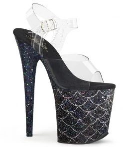 Pleaser Shoes By Pleaser USA FLAMINGO-808MSLG Pleaser Shoes Mermaid Scale Stripper Shoes 8 Inch Heels