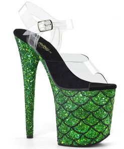 Pleaser Shoes By Pleaser USA 8 Inch Heels FLAMINGO-808MSLG Pleaser Shoes Clearance Green Exotic Dancer Shoe
