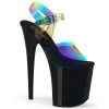 Pleaser Shoes By Pleaser USA FLAMINGO-808RB Pleaser Shoe Rainbow Upper Platform Exotic Dancer Shoes 8 Inch Heels