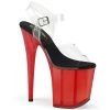 Pleaser Shoes By Pleaser USA FLAMINGO-808T Pleaser Shoes Red Tinted 8 Inch Heel Platform Exotic Dancer Shoes 8 Inch Heels