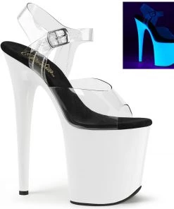 Pleaser Shoes By Pleaser USA FLAMINGO-808UV Pleaser Shoes UV Reactive Stripper Shoes 8 Inch Heels