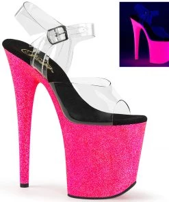 Pleaser Shoes By Pleaser USA 8 Inch Heels FLAMINGO-808UVG Pleaser Shoes Neon Pink 8 Inch Exotic Dancer Shoes